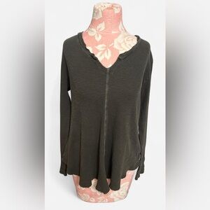 Christina Lehr waffle Olive Long Sleeve Top